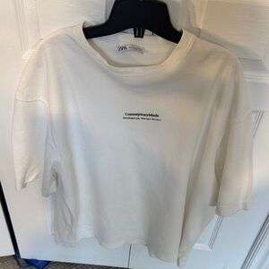 Zara Off-White Short Sleeve Tee